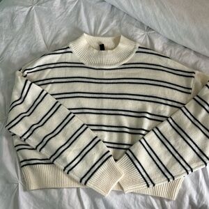 H&M Cream and Black Striped Sweater